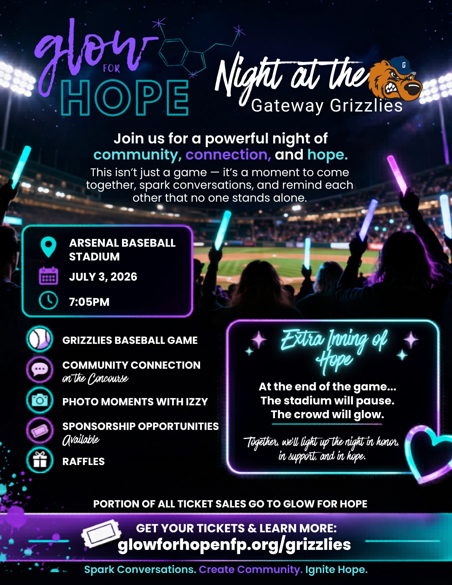Glow For Hope Nigh at The Grizzlies Game